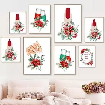 Модный красивый маникюр, лак для ногтей, цветы, настенная живопись, холст, картина, плакат на скандинавскую тему, настенные панно для гостиной, спа-декор A4 21X30cm No Framed