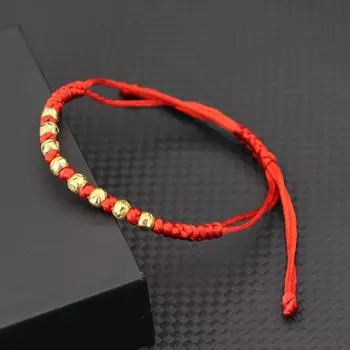 Модный красный шнур плетеный маленький золотой бисер нити женщины мужчины ручной работы счастливый браслет дружбы регулируемый ювелирный подарок красный