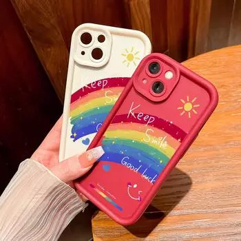 Модный красочный чехол для телефона с радужной улыбкой и рисунком лица для iPhone Samsung Galaxy Xiaomi Redmi POCO HUAWEI Honor противоударный резиновый чехол iPhone 13 Pro