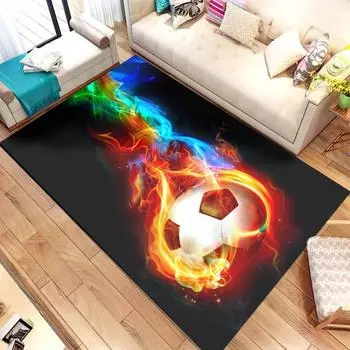 Модный красочный футбольный ковер с пламенем для мальчиков, коврик с футбольным принтом, украшение для дома, гостиной, кухни, ванной, дверной коврик, напольный коврик 50x80cm20x31inch
