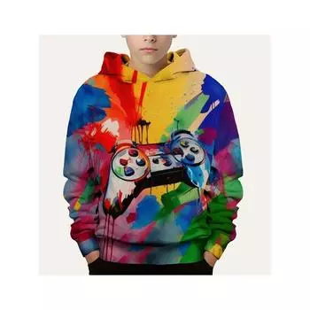 Модный красочный геймпад 3D принт мальчик повседневный пуловер с длинным рукавом толстовки мальчик толстовка весна осень дети толстовка с капюшоном открытый топ 100CM