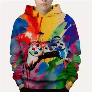 Модный красочный геймпад 3D принт мальчик повседневный пуловер с длинным рукавом толстовки мальчик толстовка весна осень дети толстовка с капюшоном открытый топ 100