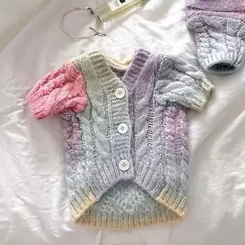 Модный красочный вязаный свитер для домашних животных, осенняя теплая одежда с плюшевым принтом, рубашка на пуговицах для щенков, йоркширская одежда на две ноги, мягкая одежда для собак XS серый