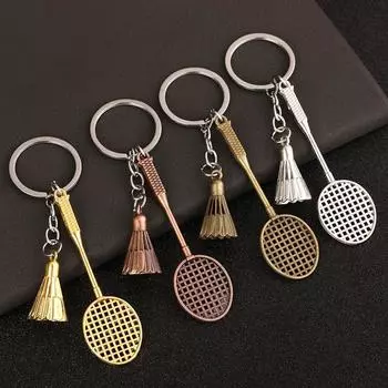 Модный креативный брелок-подвеска в виде ракетки для бадминтона для мужчин и женщин, брелок для ключей от машины, сумочка, аксессуары, подарки на день рождения бронзовый
