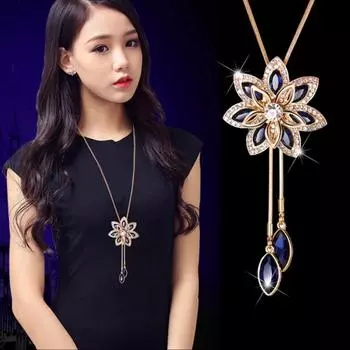 Модный креативный кулон в виде снежинки, простое дикое ожерелье, ювелирные изделия, свитер, цепочка