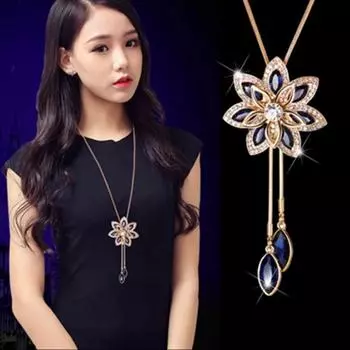 Модное ожерелье с кулоном снежинки