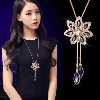 Модный креативный кулон в виде снежинки, универсальное ожерелье, ювелирное изделие, ожерелье-свитер, цепочка, изысканные элегантные женские универсальные украшения One Size