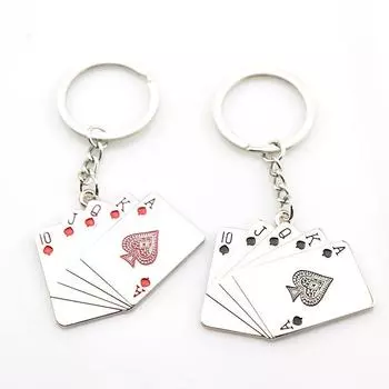 Модный креативный стильный металлический брелок для ключей в покер, брелок из сплава 10 JQKA, брелок для ключей, подарок чёрный