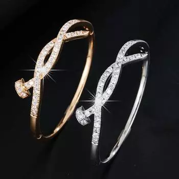 Модный крестовый дизайн, инкрустированный цирконом, полный бриллиант, свет звездного неба, роскошный и простой универсальный браслет золотой