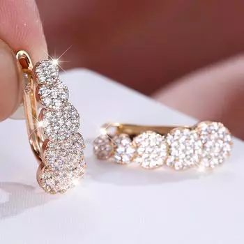 Модный круглый белый циркониевый диск с перекрывающимися пряжками для ушей для женских темпераментных серег, аксессуаров белый