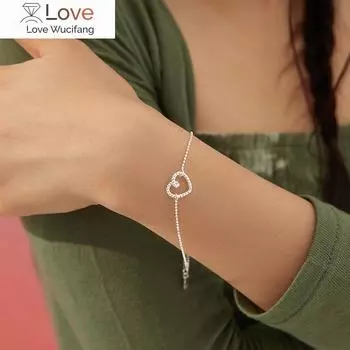 Модный круглый браслет из серебра 925 пробы с бусинами для женщин, витой браслет с сердечком и украшением на руку для женщин