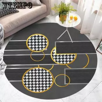 Модный круглый ковер для дома, противоскользящий золотой коврик для пола, ковер для детской спальни, ковер для гостиной 60CM