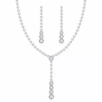 Модный круглый кристалл с кисточками, ожерелье и серьги, комплект свадебных украшений для невесты, подарок на вечеринку серебряный