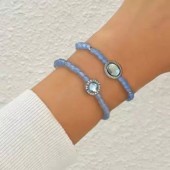 Модный круглый овальный браслет из бисера с кристаллами циркония, простые эластичные браслеты из веревки, женские подарки на вечеринку