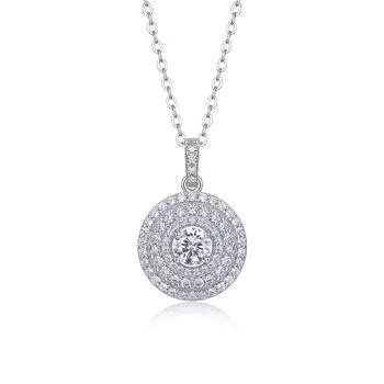 Модный круглый роскошный женский кулон S925 Silver Light Luxury High-End D-Color Moissanite ожерелье