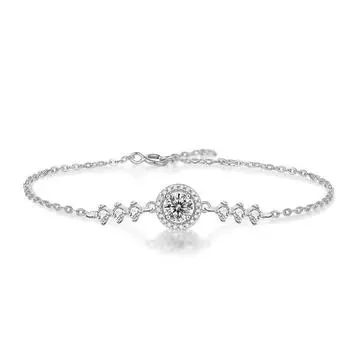 Модный круглый женский браслет из стерлингового серебра 925 пробы с муассанитом 1 карат и сертификатом GRA D, свадебные украшения с цветными бриллиантами 15-3cm серебряный