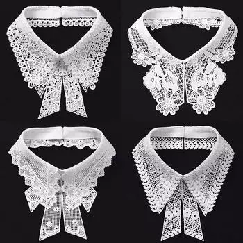 Модный кружевной белый фальшивый воротник для женщин, съемные воротники для женщин, черные лацканы, накладные воротники, женский галстук, аксессуары для одежды