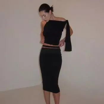 Модный кружевной топ-камезоль с открытыми плечами, модный костюм Black M