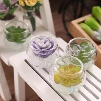 Модный кукольный домик, игрушка-растение, прочные, яркие, когнитивные способности, искусственные миниатюрные горшечные растения A