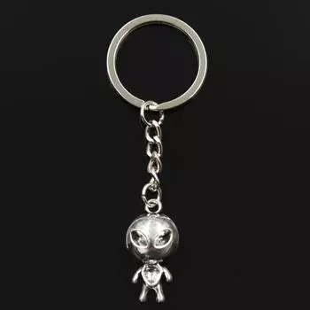 Модный кулон Alien Et 31x15 мм, 30 мм, брелок для ключей, металлическая цепочка, серебристый цвет, мужской автомобильный подарок, сувенирный брелок серебряный