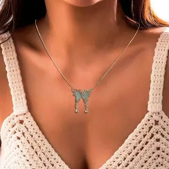 Модный кулон-бабочка с бриллиантом, женское роскошное ожерелье, ювелирные изделия