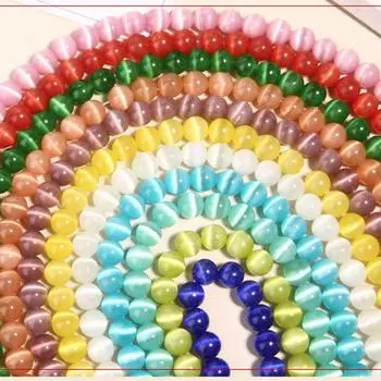 Модный кулон для изготовления ювелирных изделий 100-50 шт. 4-8 мм, круглый DIY для свободных бусин, ожерелье, браслет, оптовая продажа, натуральный кошачий глаз опал 4 mm зелёный