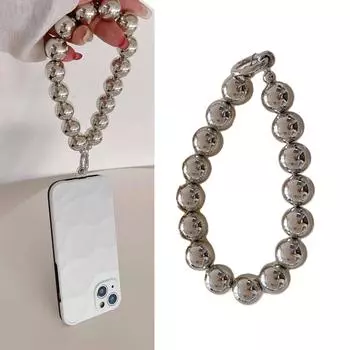 Модный кулон для телефона, круглый бисерный брелок для мобильного телефона, стильный и портативный брелок, элегантный аксессуар для сумки золотой