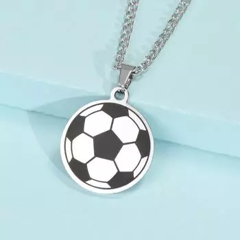 Модный кулон из нержавеющей стали с изображением футбольного мяча, мужское ожерелье, рождественский подарок, подарок на День святого Валентина, протектор, ювелирные аксессуары серебряный