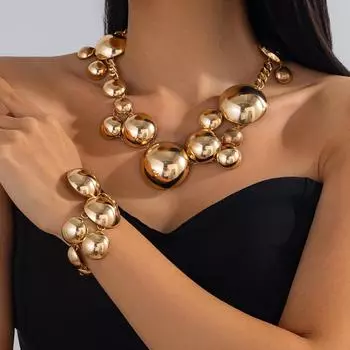 Модный кулон ожерелье браслет для женщин дамы золотой