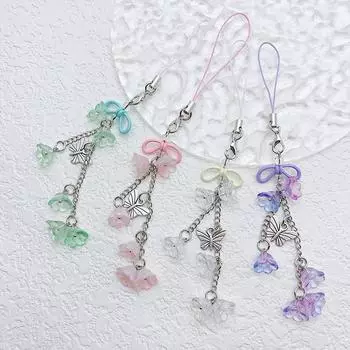 Модный кулон с кисточкой в виде бабочки в виде ландыша, милый брелок для мобильного телефона, ремешок для сумки, украшения, подарки белый