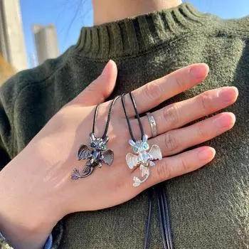 Модный кулон с мультяшным драконом для мужчин и женщин, милое парное вечерние подарочное ожерелье для банкета, модные ювелирные изделия, колье-колье серебряный