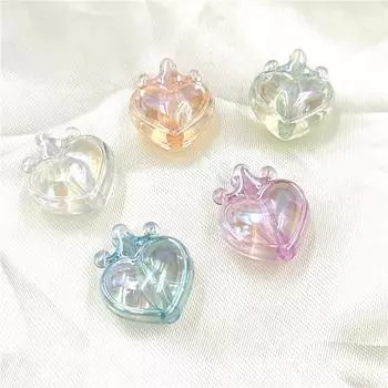 Модный кулон с УФ-покрытием, ослепительная корона, персиковое сердце, свободные бусины, материалы ручной работы, ювелирные аксессуары, 5 шт., прозрачные с вертикальным отверстием белый
