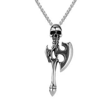 Модный кулон Томагавк Череп из титановой стали, Ожерелье, Хип-хоп, Модные мужские украшения