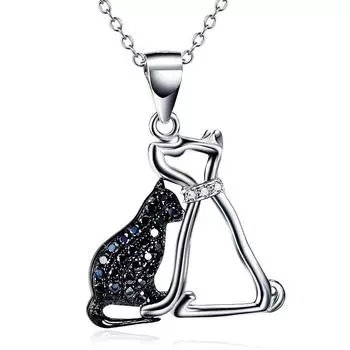 Модный кулон в виде кошки и собаки, оригинальное простое ожерелье из стерлингового серебра 925 пробы для женщин 45cm