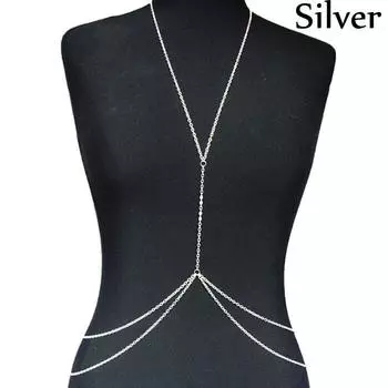 Модный купальник-рабский браслет с перекрестными ремнями, пляжное украшение, цепочка для тела, живот, талия, бюстгальтер, грудь серебряный