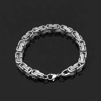 Модный квадратный браслет, ювелирные изделия, мужские браслеты из титановой стали, подарки в стиле панк 19cm серебряный