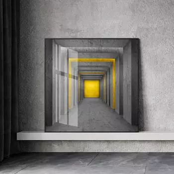 Модный квадратный черно-желтый постер, бесконечная прихожая, холст, картина, принт, настенные художественные фотографии для гостиной, спальни, стильный 21cm30cm NoFrame