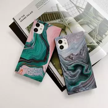 Модный квадратный корпус с мраморной текстурой для Iphone 12 12promax 7 8 7plus X Xs Xr Xsmax 11pro 11promax мягкий чехол для телефона for iPhone 7 8 SE2