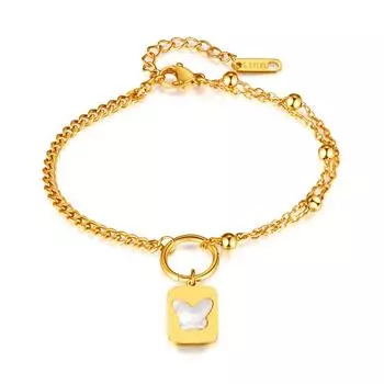 Модный квадратный кулон, простой и универсальный двухслойный браслет из титановой стали для женщин