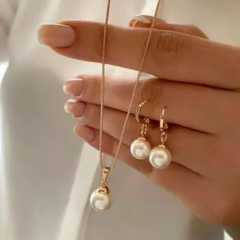 Модный легкий роскошный комплект сережек и ожерелий для женщин золотой