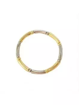 Модный легкий роскошный простой инкрустированный бриллиантами бамбуковый золотой и серебряный контрастный цвет эластичный браслет с бусинами для женщин на каждый день золотой