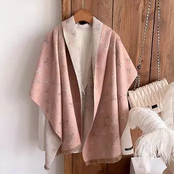 Модный легкий роскошный шарф с бантом, теплая шаль, осенне-зимний утолщенный внешний шарф 185cm розовый