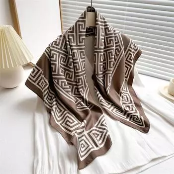 Модный легкий шелковый шарф, саржевый шелковый узор, большой квадратный шарф 90 см, матовый нескользящий платок для головы, дорожная шаль, шарф 90x90cm