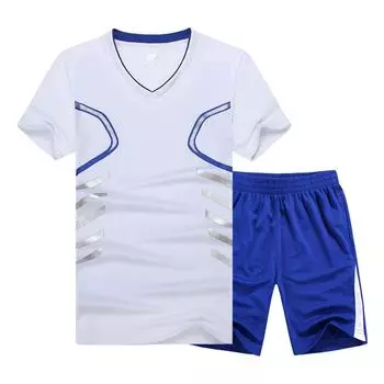 Модный летний спортивный костюм, мужской комплект, футболка с короткими рукавами + спортивный костюм с шортами, быстросохнущий спортивный костюм M белый