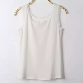 Модный летний женский кружевной топик с нитками большого размера, облегающий крой, безрукавка, без рукавов M белый