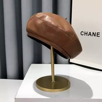 Модный литературный и ретро темпераментный берет шляпа-тыква осень-зима берет из искусственной кожи женская шляпа художника M56-58cm чёрный