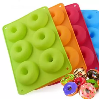 Модный лоток для пончиков с 6 полостями, силиконовый антипригарный инструмент для изготовления выпечки, 1 шт., термостойкая многоразовая форма зелёный