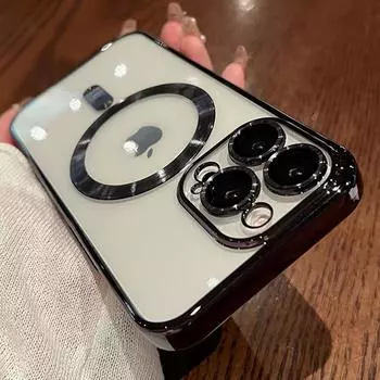 Модный магнитный чехол для Magsafe для Iphone 11 13 12 14 Pro Max IP 14 Plus, прозрачный мягкий силиконовый чехол для беспроводной зарядки For iPhone 12 Pro чёрный