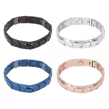 Модный магнитотерапевтический браслет для похудения из титановой стали унисекс магнитный браслет Black