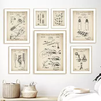 Модный макияж, патентная тушь для ресниц, чертеж, настенная художественная печать, холст, картина, плакат на скандинавскую тему, настенные панно, салон красоты, декор для комнаты A4 21X30cm No Framed